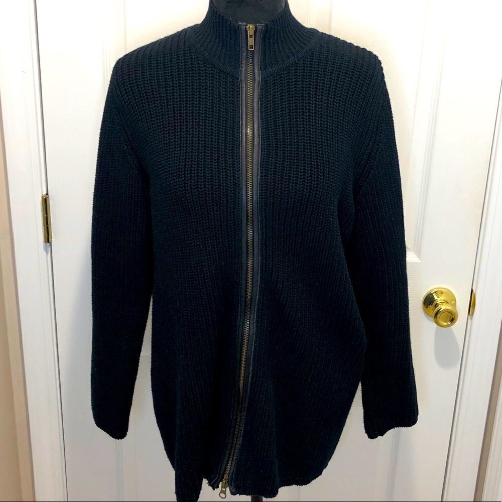 Chico’s Platinum zip leather front sweater size XL